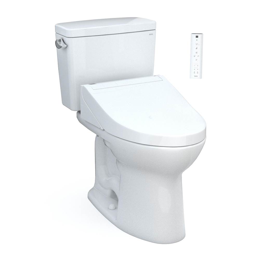 TOTO Drake® WASHLET®+ Two-Piece Elongated 1.6 GPF Universal Height TORNADO FLUSH® Toilet with C5 Bidet Seat, Cotton White
