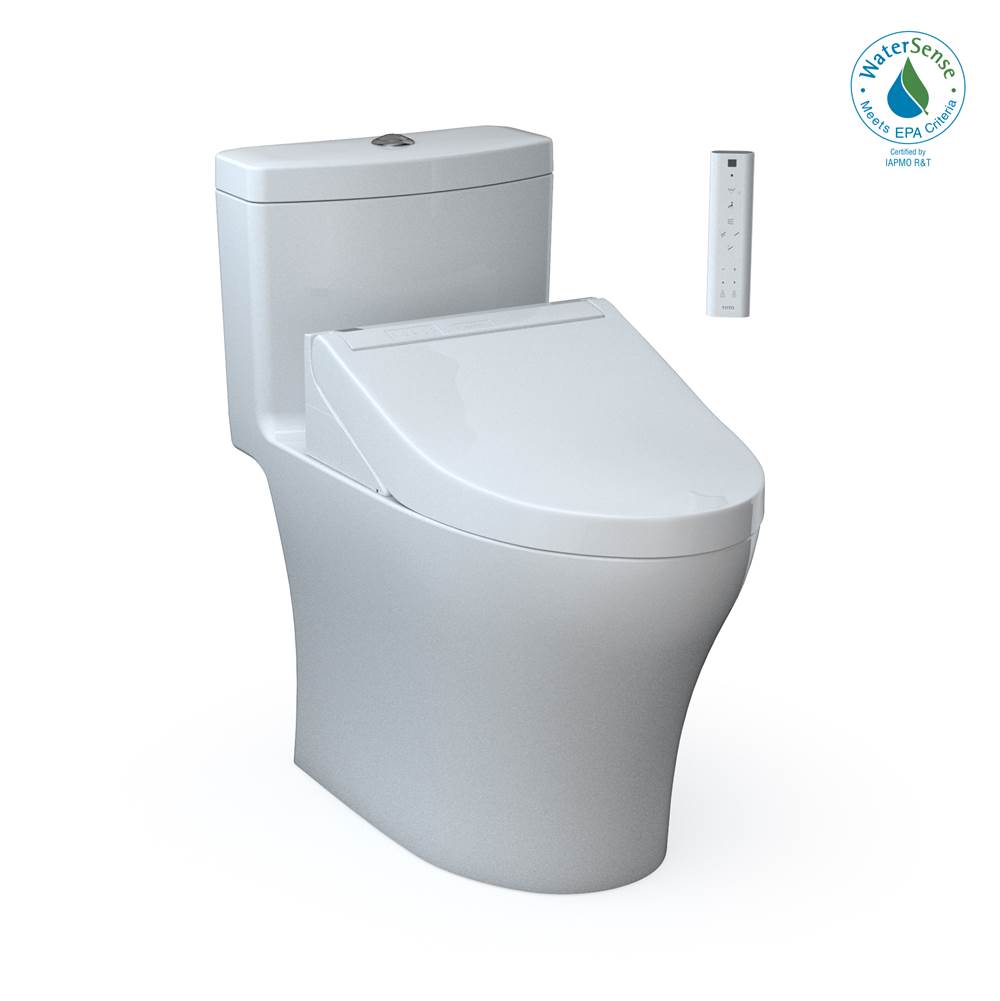 TOTO WASHLET®+ Aquia® IV One-Piece Elongated Dual Flush 1.28 and 0.9 GPF Toilet and WASHLET C5 Bidet Seat, Cotton White-