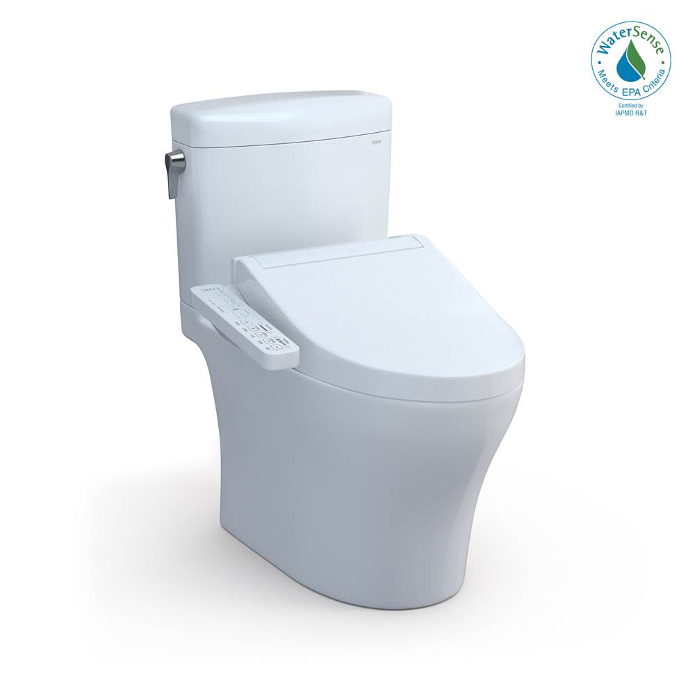 TOTO WASHLET®+ Aquia IV® 1G® Cube Two-Piece Elongated Dual Flush 1.0 and 0.8 GPF Toilet with C2 Bidet Seat, Cotton White
