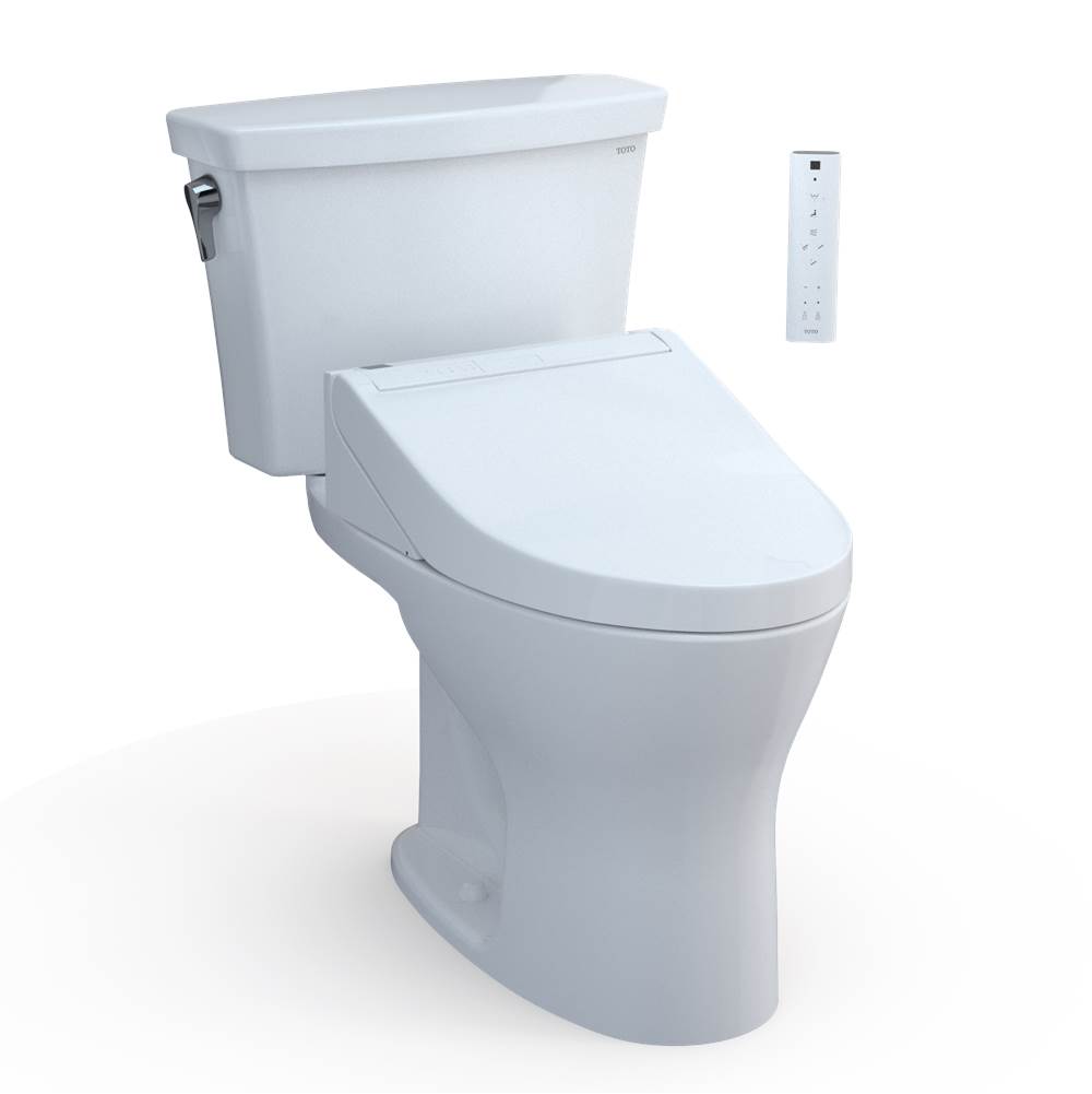 TOTO Drake® Transitional WASHLET®+ Two-Piece Elongated Dual Flush 1.28 and 0.8 GPF Toilet and WASHLET C5 Bidet Seat, Cotton White