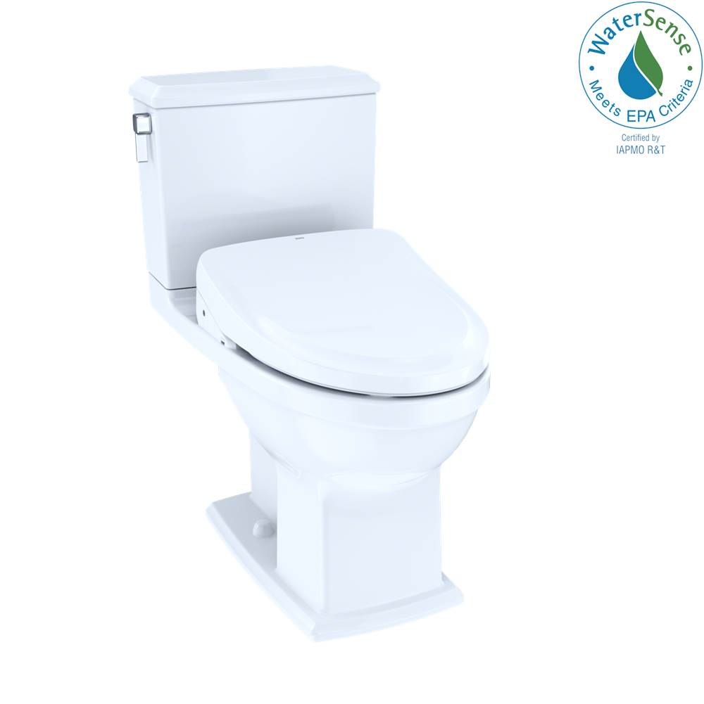 TOTO WASHLET®+  Connelly® Two-Piece Elongated Dual Flush 1.28 and 0.9 GPF Toilet and Classic WASHLET S550e Bidet Seat with Auto Flush, Cotton White