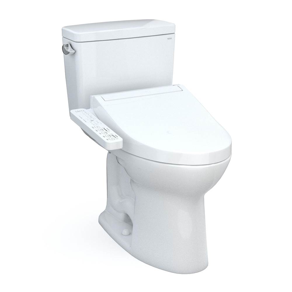 TOTO Drake® WASHLET®+ Two-Piece Elongated 1.6 GPF Universal Height TORNADO FLUSH® Toilet with C2 Bidet Seat, Cotton White