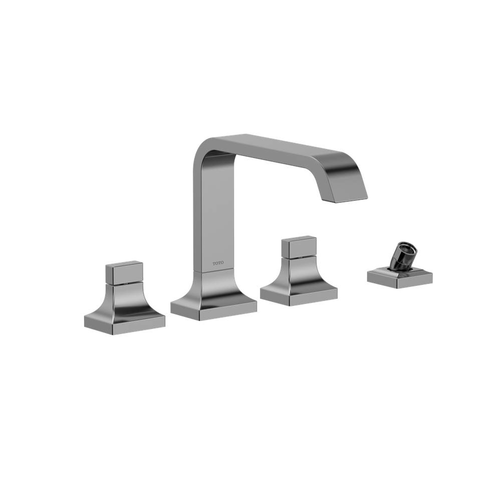TOTO GC Two-Handle Deck-Mount Roman Tub Filler Trim with Handshower, Polished Chrome