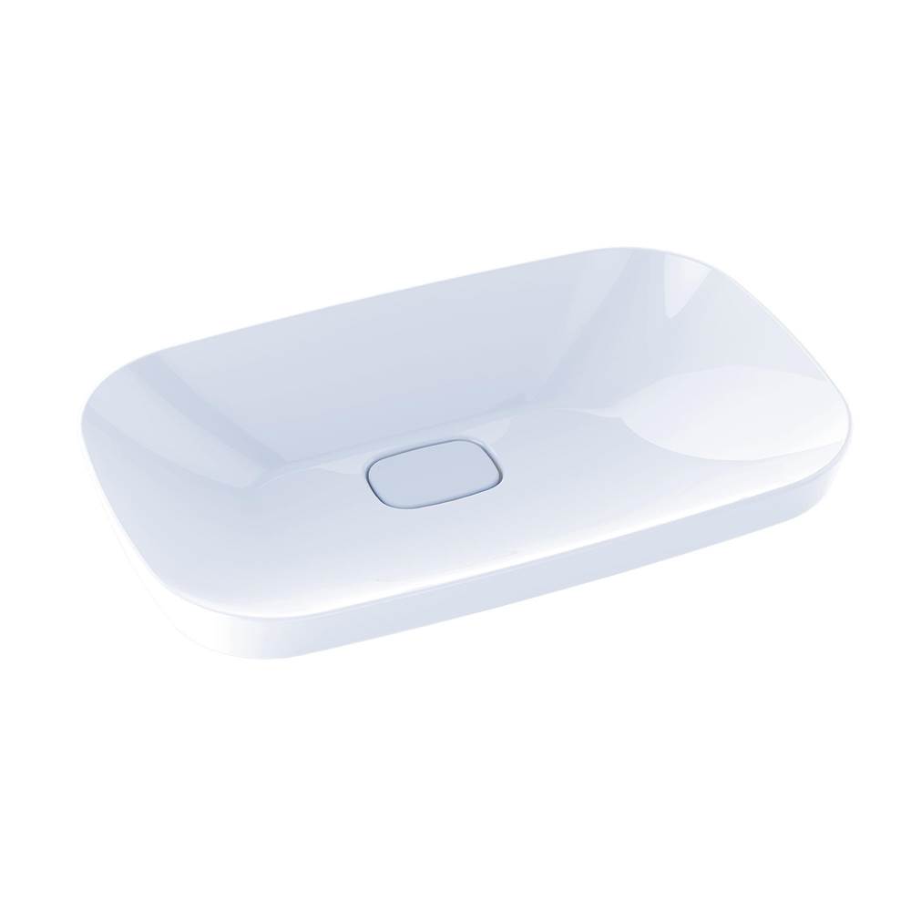 TOTO Neorest® Kiwami® Rectangular Semi-Recessed Fireclay Vessel Bathroom Sink with CEFIONTECT, Cotton White