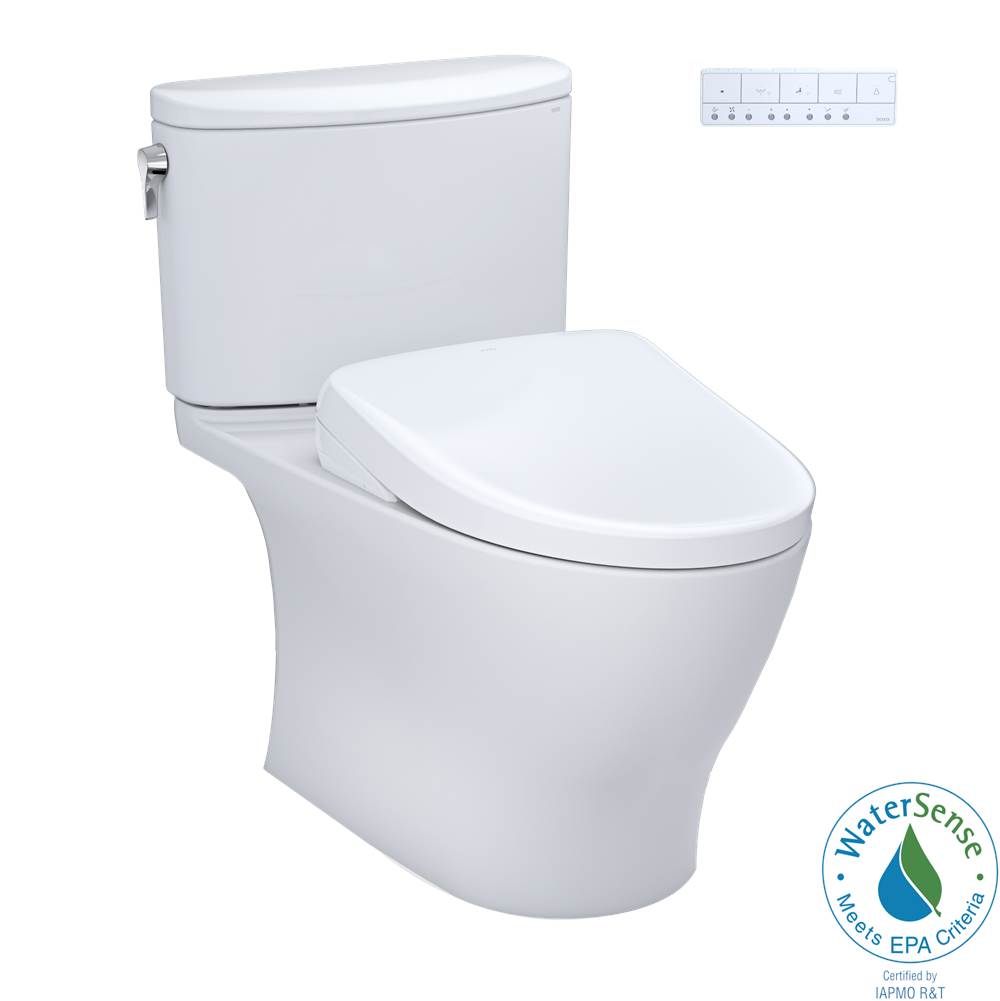 TOTO TOTO WASHLET plus Nexus Two-Piece Elongated 1.28 GPF Toilet with Auto Flush S7 Contemporary Bidet Seat, Cotton White - MW4424726CEFGANo.01