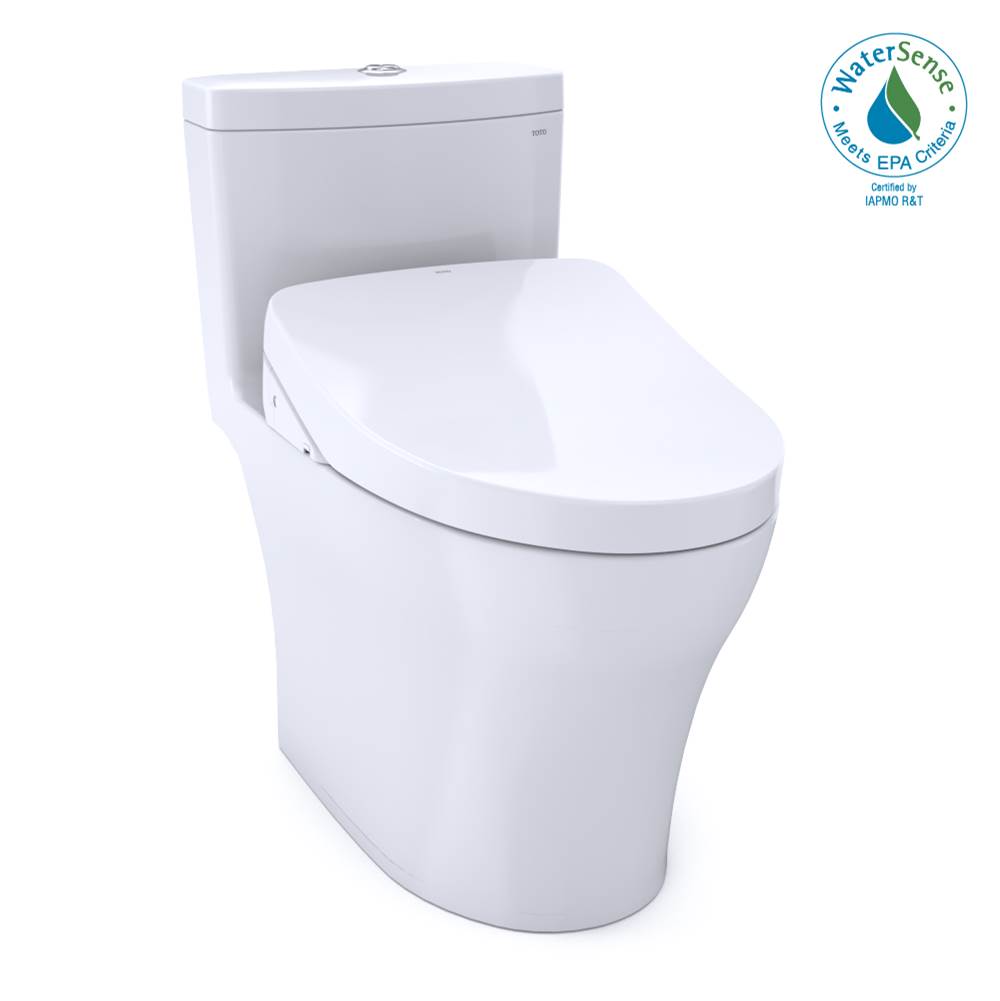 TOTO WASHLET®+ Aquia® IV 1G® One-Piece Elongated Dual Flush 1.0 and 0.8 GPF Toilet with S500e Electric Bidet Seat, Cotton White
