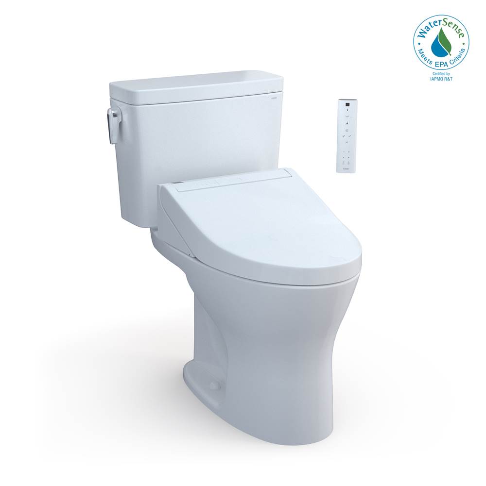 TOTO Drake® 1G® WASHLET®+ Two-Piece Elongated Dual Flush 1.0 and 0.8 GPF Unv. Height with 10 Inch Rough-In Toilet and WASHLET C5 Bidet Seat, Cotton White
