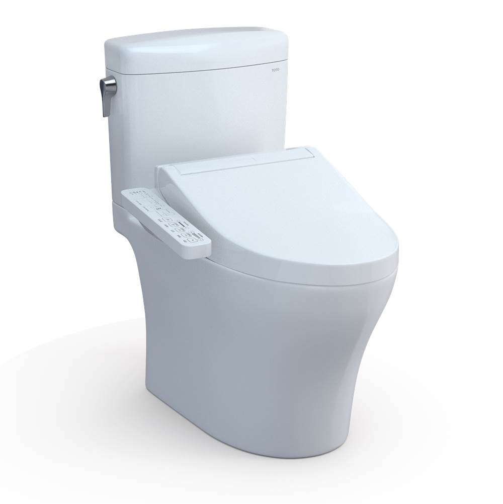 TOTO WASHLET®+ Aquia IV® Cube Two-Piece Elongated Dual Flush 1.28 and 0.9 GPF Toilet with C2 Bidet Seat, Cotton White