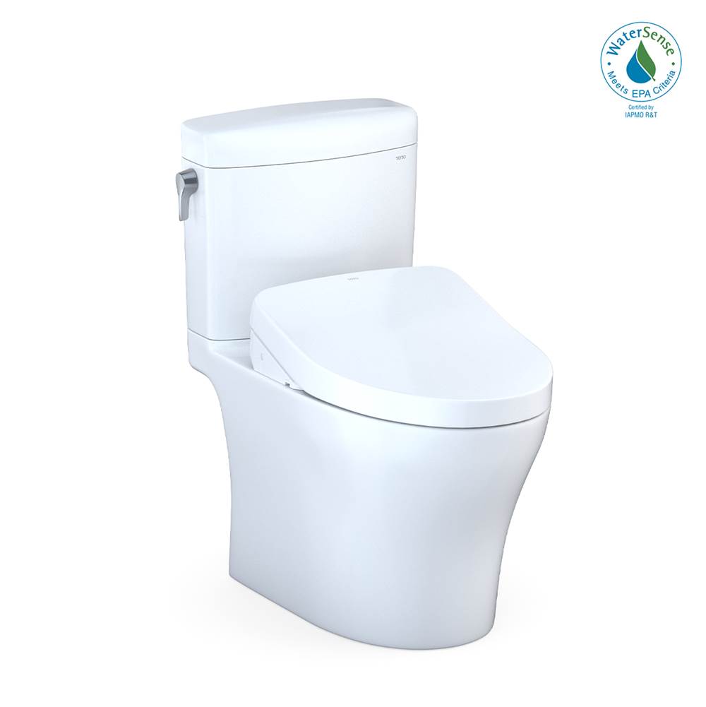 TOTO WASHLET®+ Aquia IV® Cube Two-Piece Elongated Dual Flush 1.28 and 0.8 GPF Toilet with S500e Bidet Seat, Cotton White