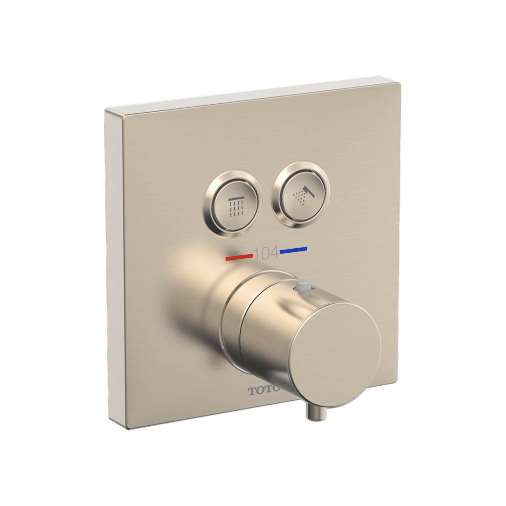 TOTO Square Thermostatic Mixing Valve with 2-Function Shower Trim, Brushed Nickel