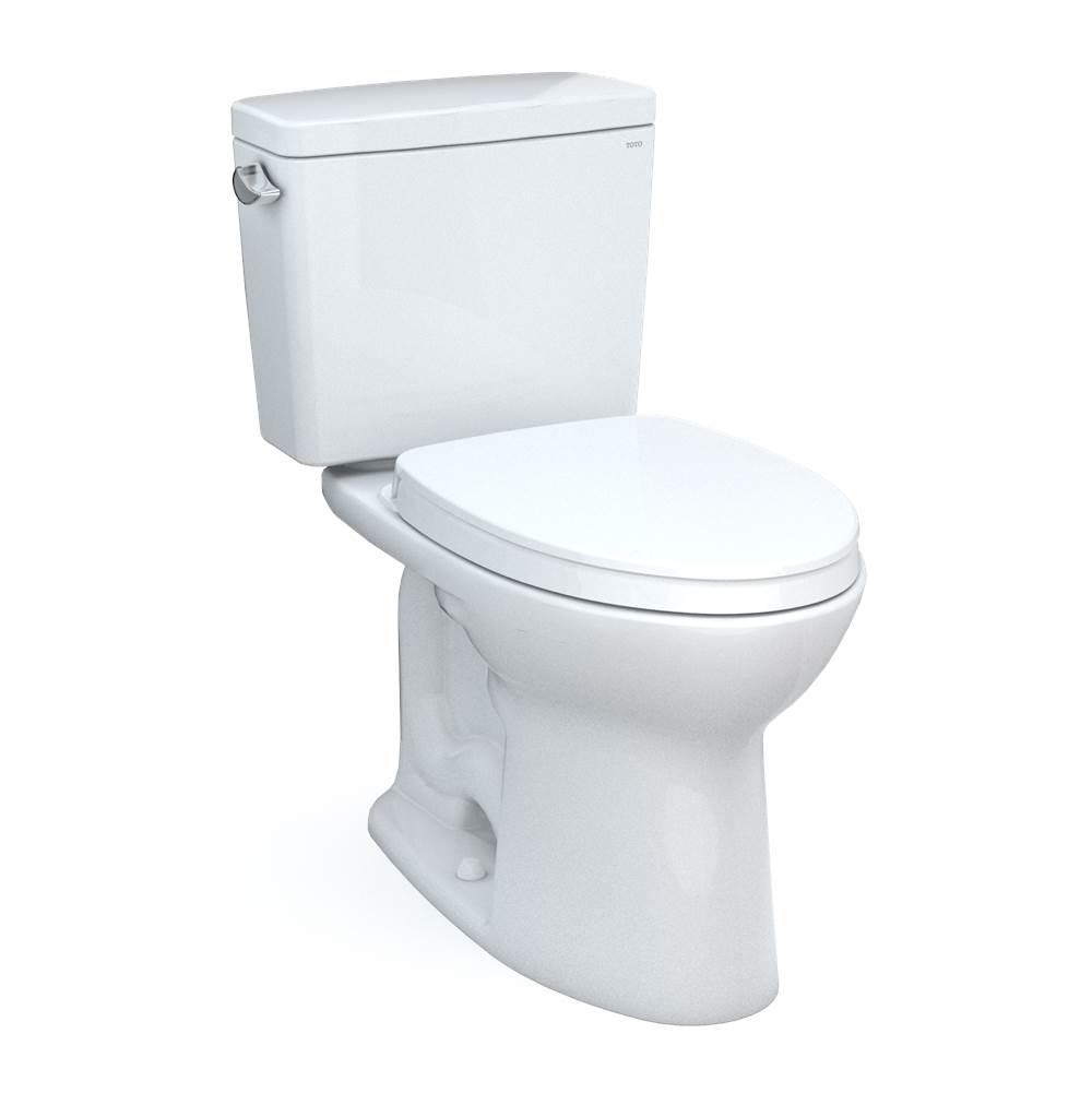 TOTO Drake® Two-Piece Elongated 1.6 GPF Universal Height TORNADO FLUSH® Toilet with CEFIONTECT® and SoftClose® Seat, WASHLET®+ Ready, Cotton White