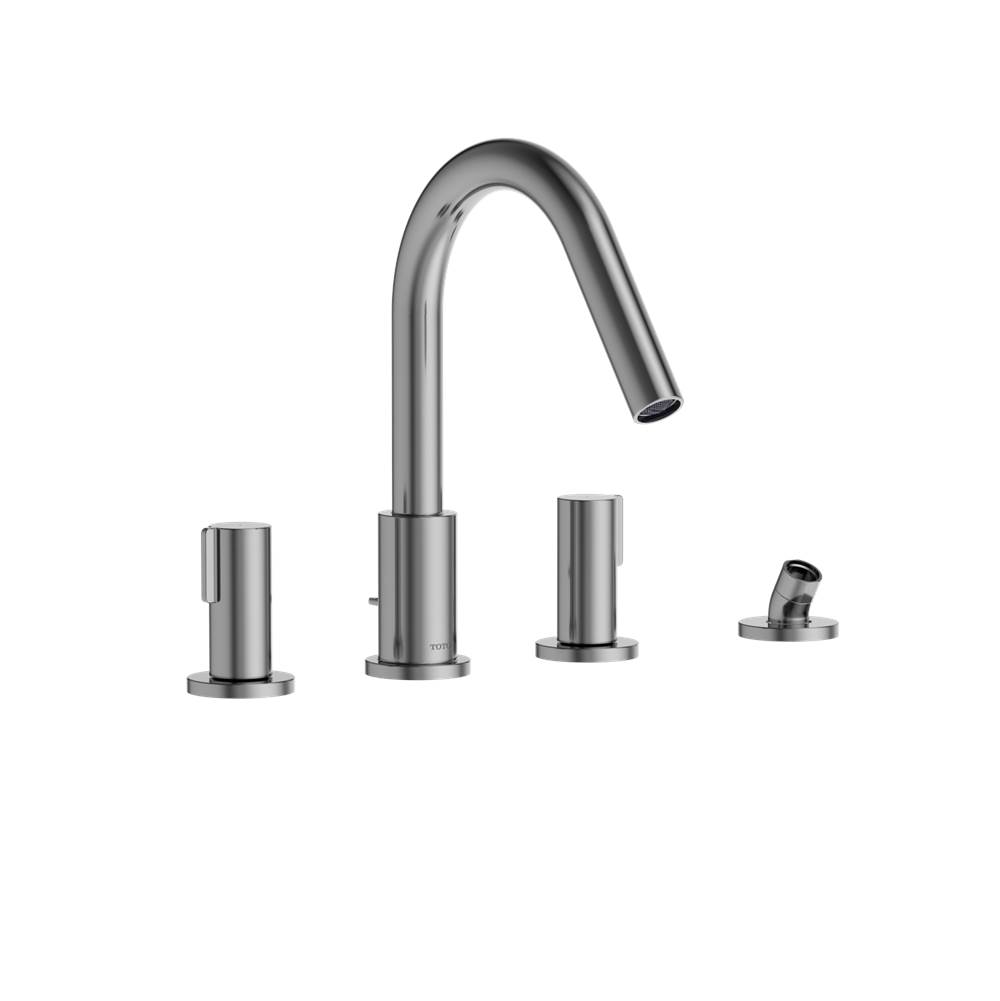 TOTO GF Two-Handle Deck-Mount Roman Tub Filler Trim with Handshower, Polished Chrome