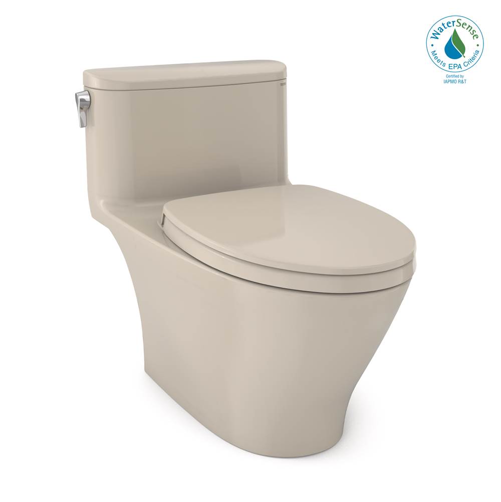 TOTO Nexus® 1G® One-Piece Elongated 1.0 GPF Universal Height Toilet with CEFIONTECT® and SS124 SoftClose Seat, WASHLET®+ Ready, Bone