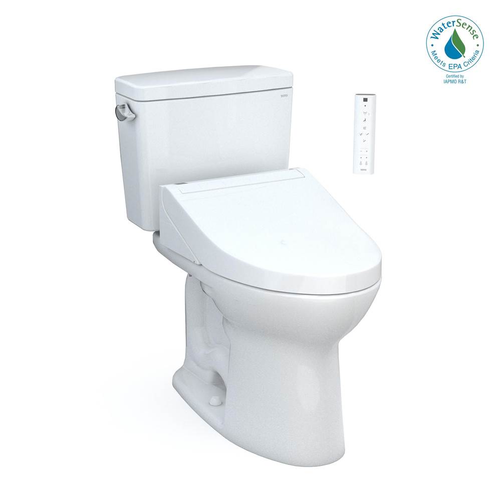 TOTO Drake® WASHLET®+ Two-Piece Elongated 1.28 GPF Universal Height TORNADO FLUSH® Toilet with C5 Bidet Seat, Cotton White