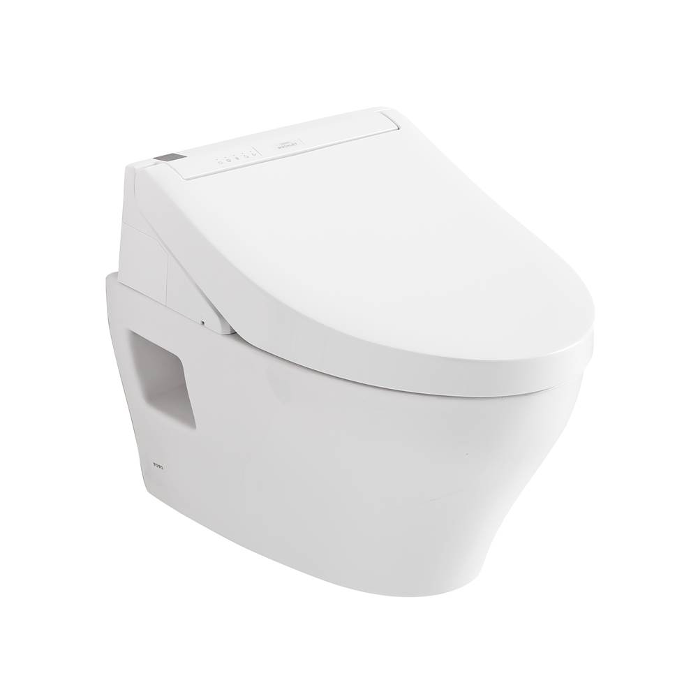 TOTO WASHLET®+ EP Wall-Hung Elongated Toilet and WASHLET C5 Bidet Seat and DuoFit® In-Wall 0.9 and 1.28 GPF Dual-Flush Tank System, Matte Silver