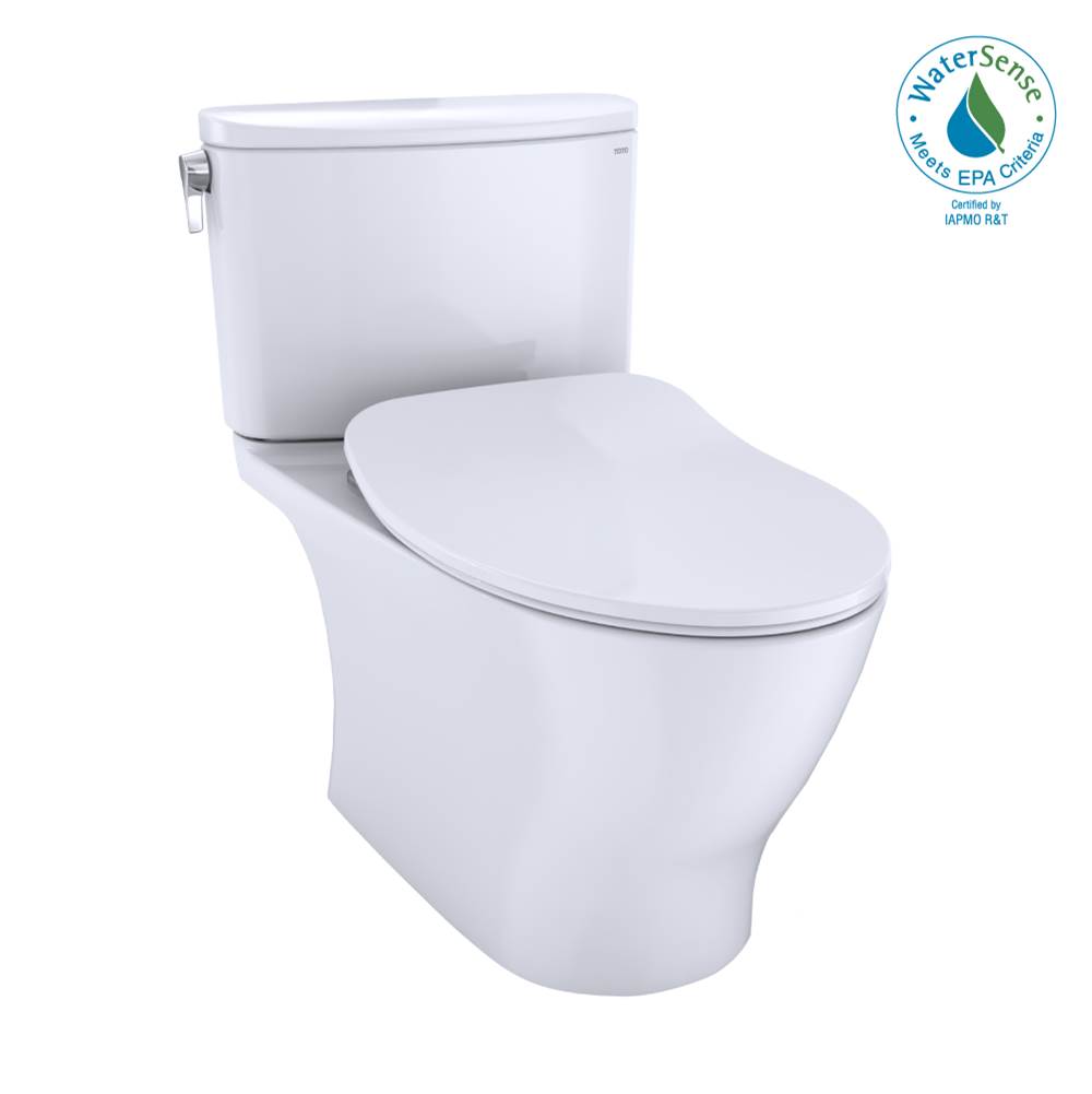 TOTO Nexus® Two-Piece Elongated 1.28 GPF Universal Height Toilet with CEFIONTECT and SS234 SoftClose Seat, WASHLET+ Ready, Cotton White