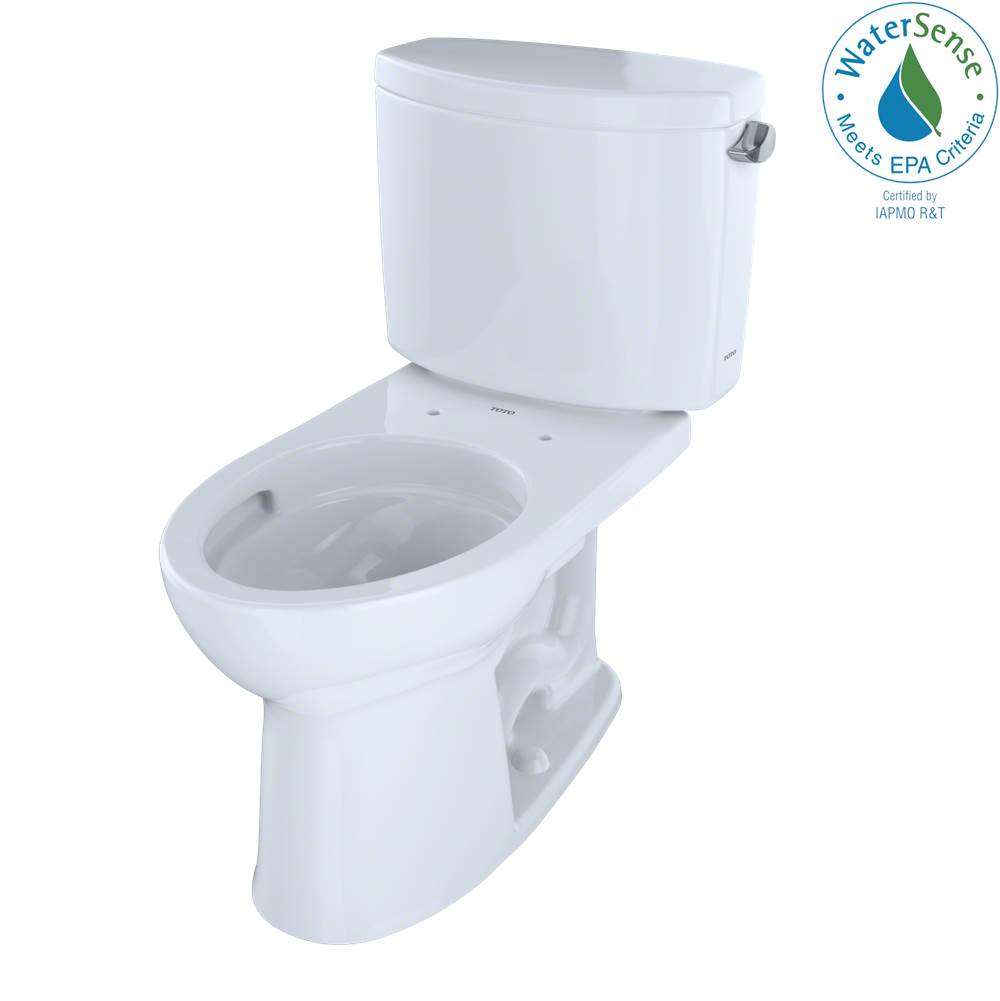 TOTO Drake® II Two-Piece Elongated 1.28 GPF Universal Height Toilet with CeFiONtect™ and Right-Hand Trip Lever, Cotton White