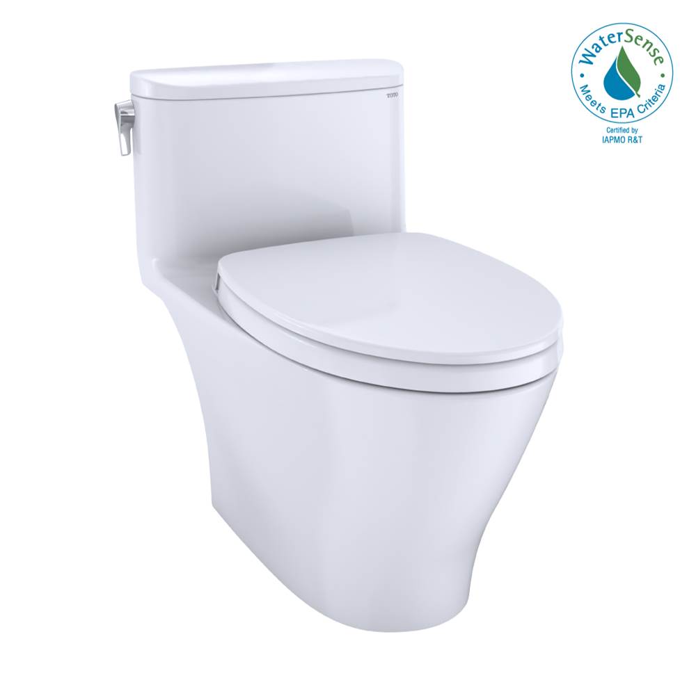 TOTO Nexus® One-Piece Elongated 1.28 GPF Universal Height Toilet with CEFIONTECT® and SS124 SoftClose Seat, WASHLET®+ Ready, Cotton White