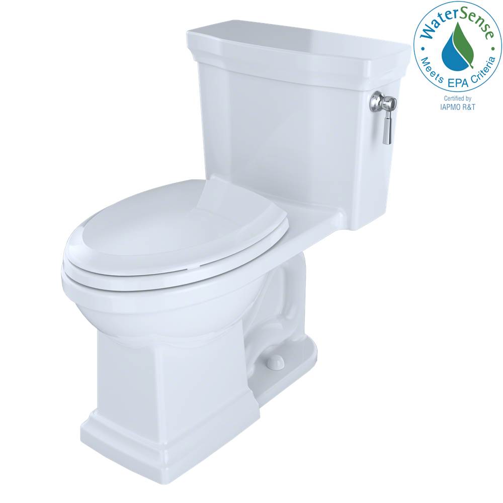 TOTO Promenade® II 1G® One-Piece Elongated 1.0 GPF Universal Height Toilet with CeFiONtect™ and Right-Hand Trip Lever, Cotton White
