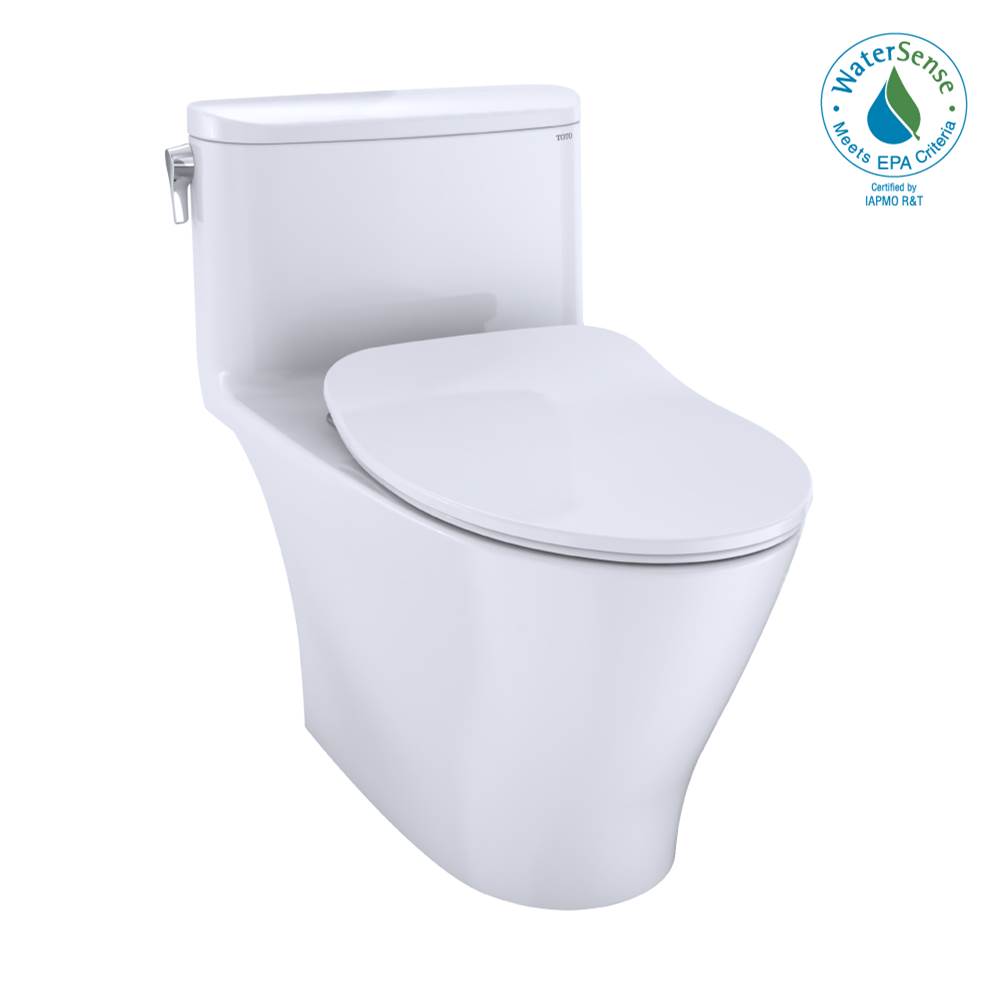 TOTO Nexus® One-Piece Elongated 1.28 GPF Universal Height Toilet with CEFIONTECT and SS234 SoftClose Seat, WASHLET+ Ready, Cotton White
