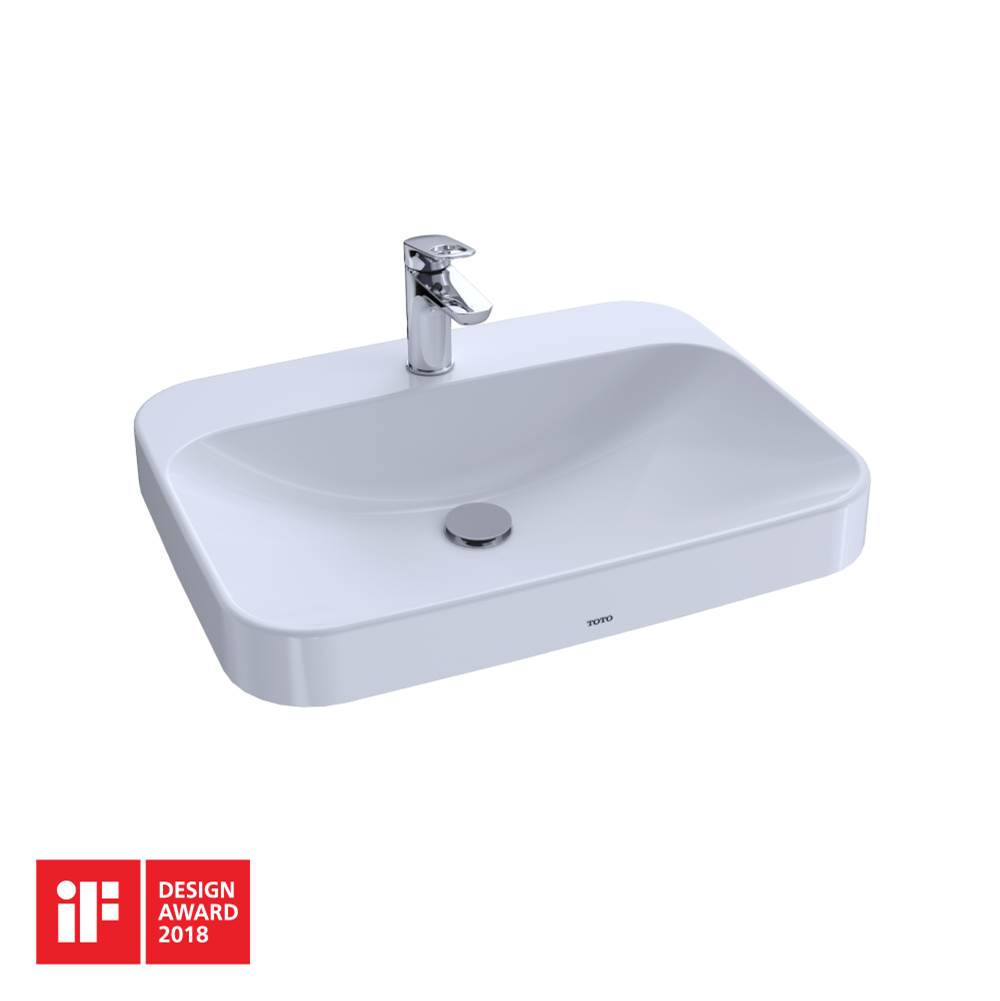 TOTO Arvina™ Rectangular 23'' Vessel Bathroom Sink with CeFiONtect™ for Single Hole Faucets, Cotton White