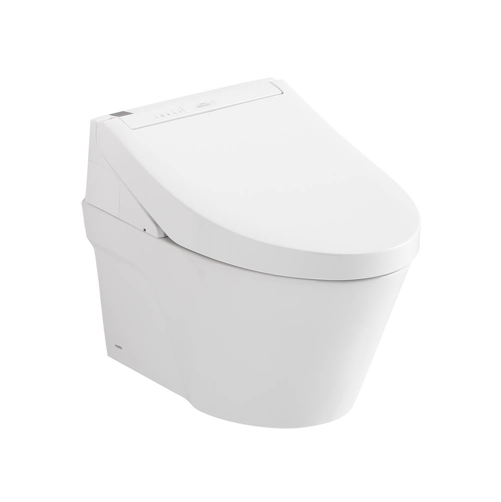 TOTO WASHLET®+ AP Wall-Hung Elongated Toilet and WASHLET C5 and DuoFit® In-Wall 0.9 and 1.28 GPF Dual-Flush Tank System, Matte Silver