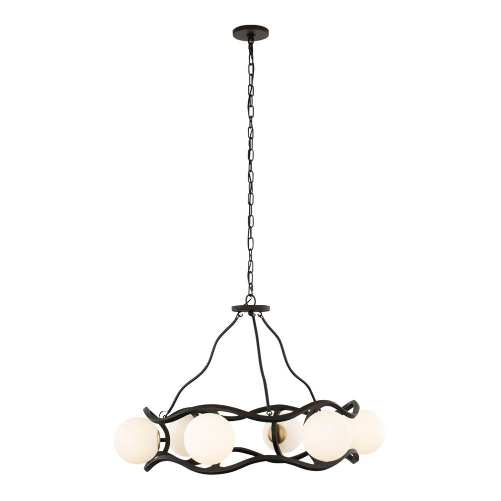 Varaluz Black Betty 6-Lt Chandelier - Carbon/French Gold
