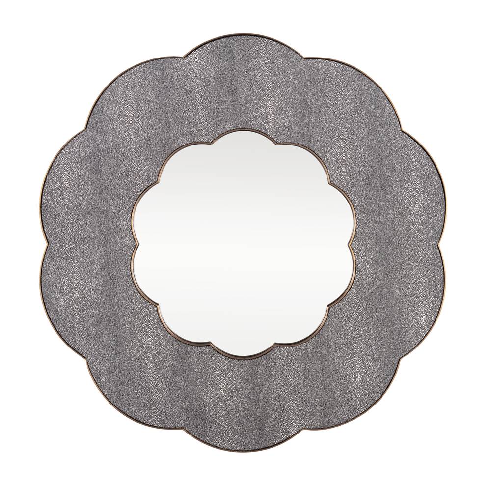 Varaluz Scallop 36-in Wall Mirror - Gray Shagreen/Weathered Brass