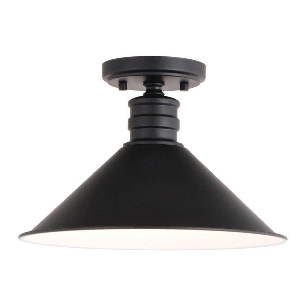Vaxcel Akron 12-in. 1 Light Semi-Flush Mount Oil Rubbed Bronze and Matte White
