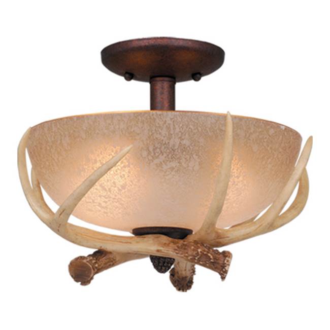 Vaxcel Lodge 2L LED Bronze Rustic Antler Semi Flush Ceiling Light or Fan Light Kit