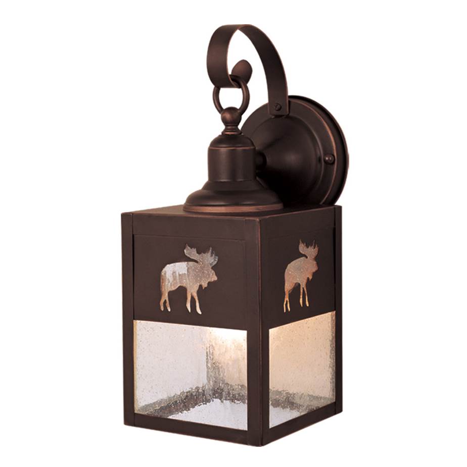 Vaxcel Yellowstone 1 Light Bronze Rustic Moose Tree Outdoor Wall Lantern Clear Glass