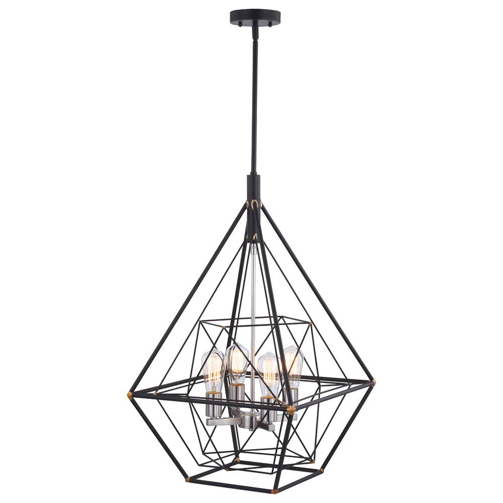Vaxcel Bartlett 4L Bronze and Nickel Geometric Industrial Pendant Cage Light