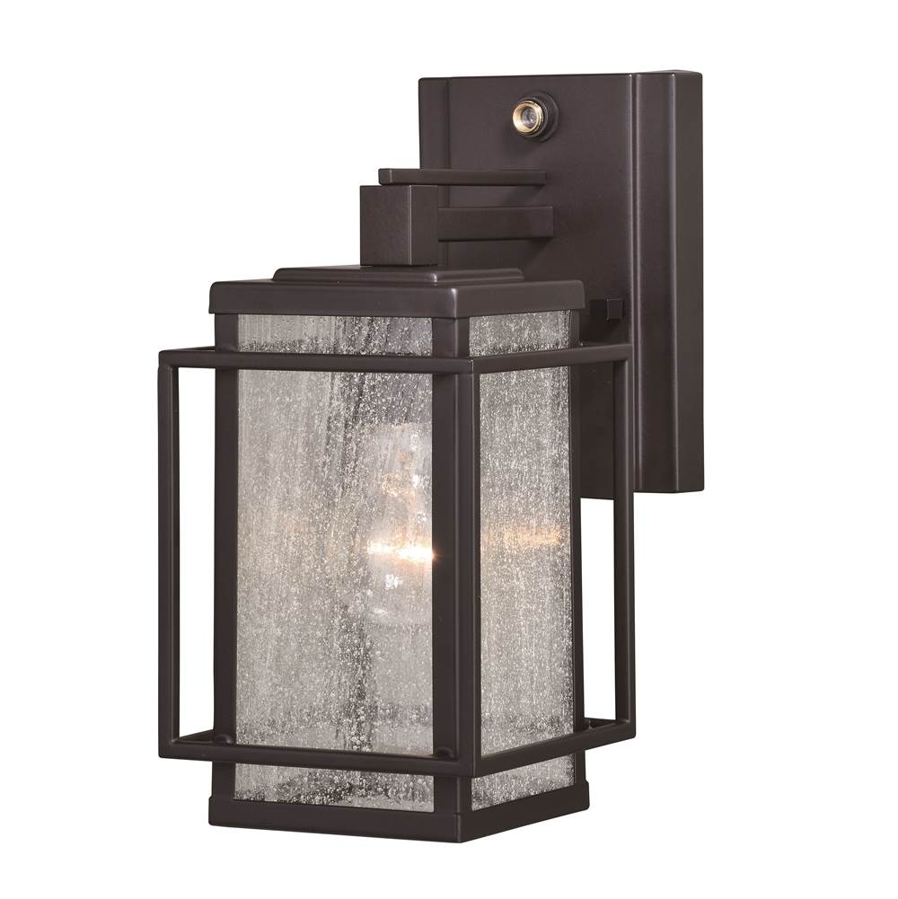 Vaxcel Hyde Park 1 Light Dusk to Dawn Bronze Mission Outdoor Wall Lantern Clear Glass