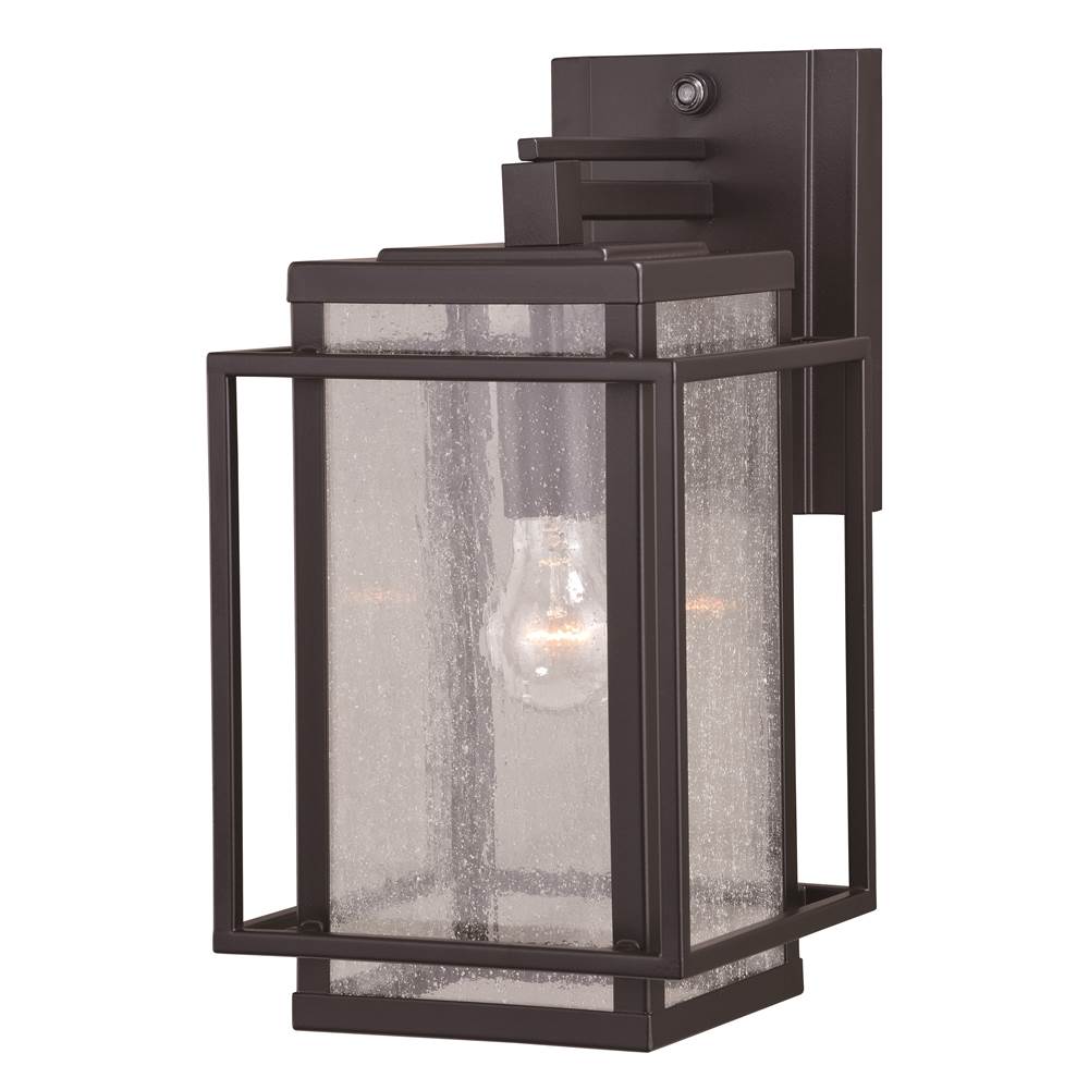 Vaxcel Hyde Park 1 Light Dusk to Dawn Bronze Mission Outdoor Wall Lantern Clear Glass