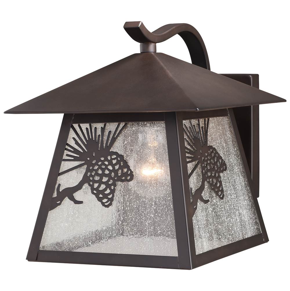 Vaxcel Whitebark 1 Light Bronze Rustic Outdoor Wall Lantern Clear Etched Glass