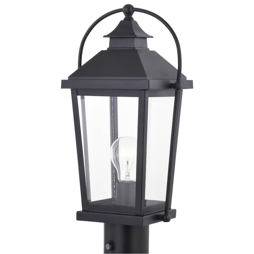 Vaxcel Lexington 1 Light Dusk to Dawn Black Outdoor Post Lamp Clear Glass