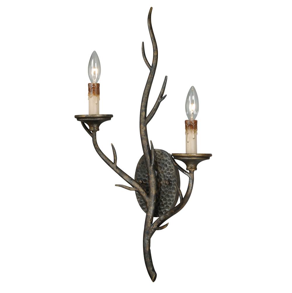Vaxcel Monterey 2 Light Bronze Rustic Branch Candle Wall Sconce
