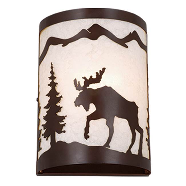 Vaxcel Yellowstone 1 Light Bronze Rustic Moose Tree Flush Indoor Outdoor Wall Sconce