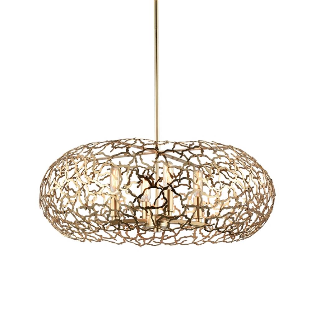 Zeev Lighting 8-Light 22'' Organic Oval Matte Gold Pendant Light