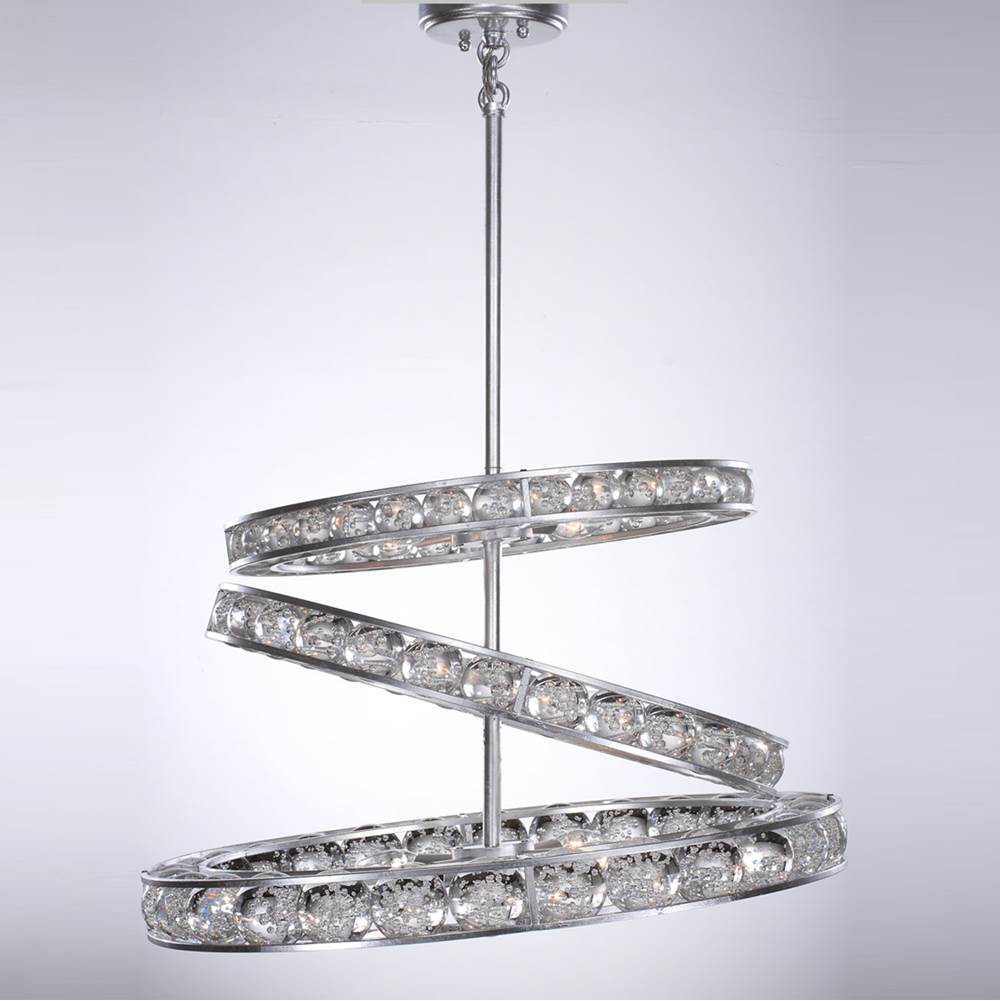 Zeev Lighting 3-Tier 24'' Modern Ring Silver Leaf Bubble Crystal Chandelier