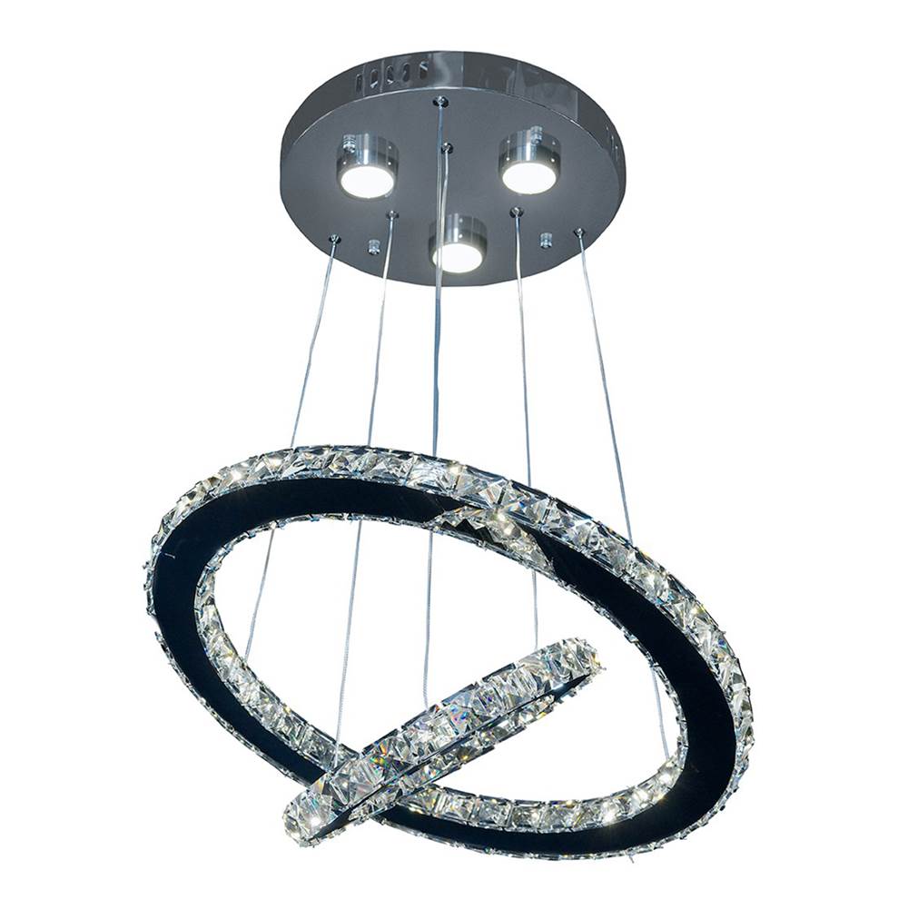 Zeev Lighting Led 20'' Modern 2-Tier Ring Crystal Pendant Light