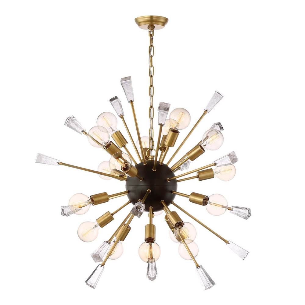Zeev Lighting 18-Light 36'' Aged Brass Rock Crystal Sputnik Chandelier