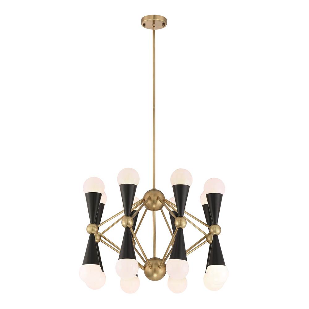 Zeev Lighting 16-Light 26'' Geometric Aged Brass Decorative Chandelier