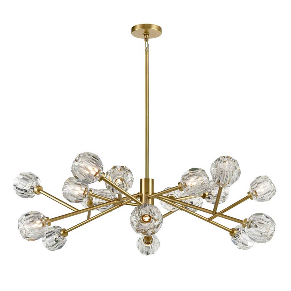 Zeev Lighting 18-Light 48'' Modern Sputnik Aged Brass Crystal Chandelier