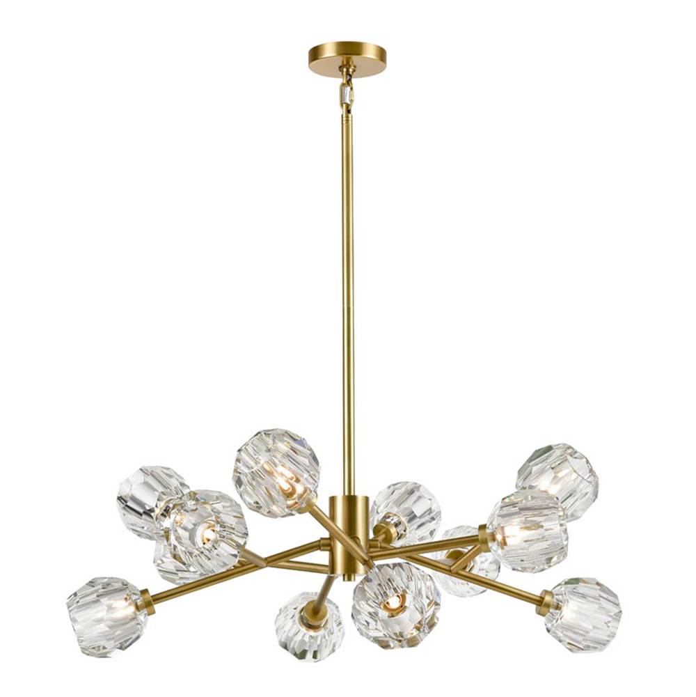 Zeev Lighting 12-Light 35'' Modern Sputnik Aged Brass Crystal Chandelier