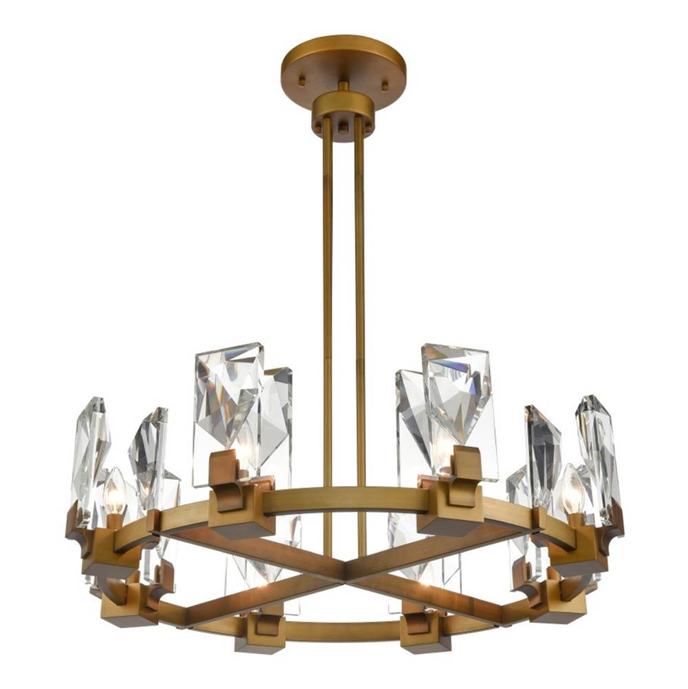 Zeev Lighting 8-Light 32'' Aged Brass Wheel Styled Chandelier