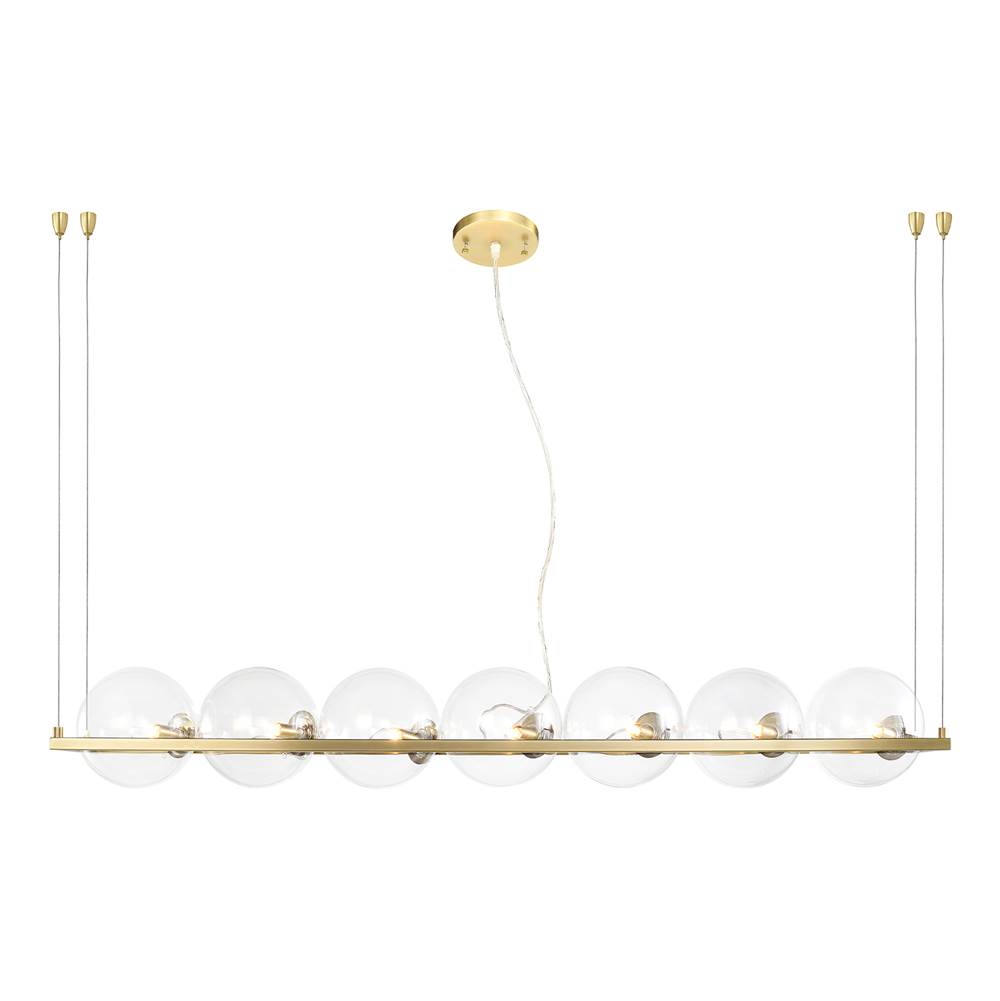 Zeev Lighting 7-Light 50'' Aged Brass Linear Globe Chandelier
