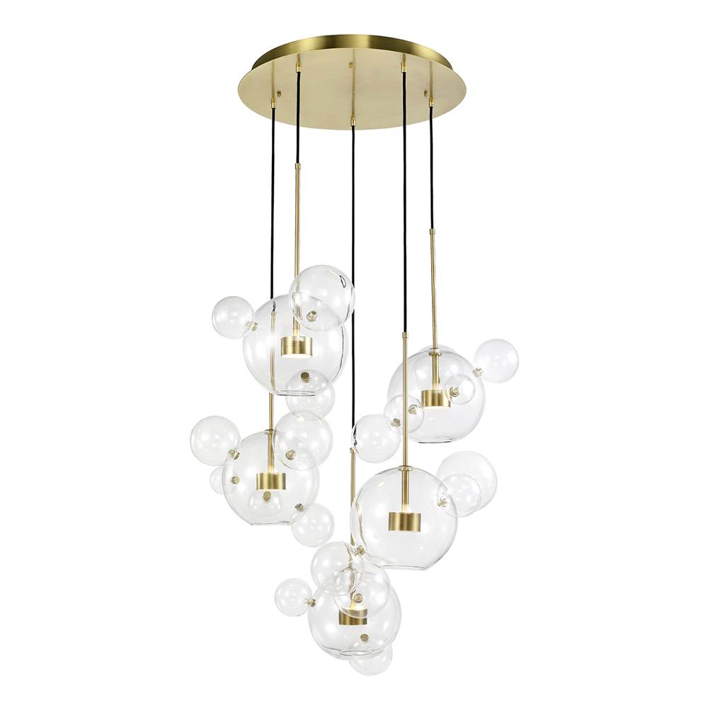 Zeev Lighting 10-Light Led 44'' Aged Brass Round Glass Multi-Pendant