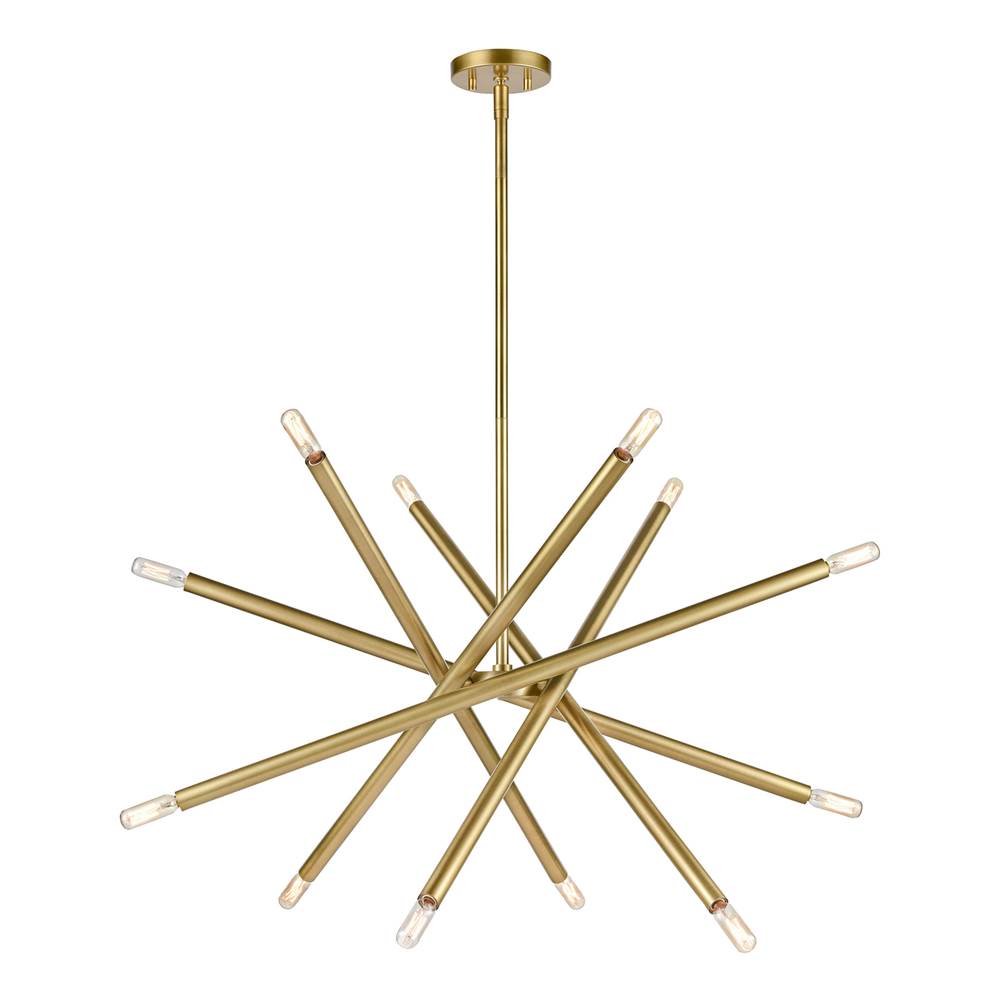 Zeev Lighting 12-Light 32'''' Adjustable Aged Brass Sputnik Chandelier