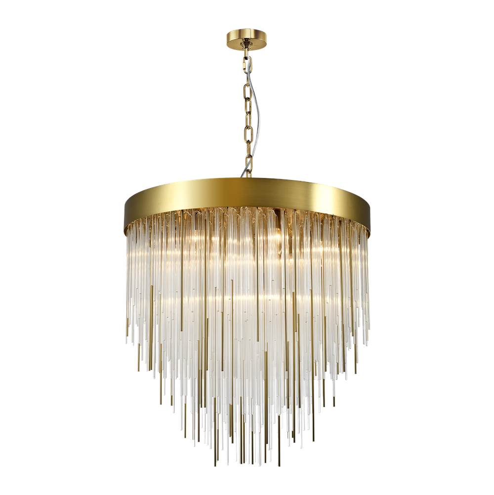 Zeev Lighting 12-Light 30'' Round Aged Brass Convertible Flush Crystal Chandelier